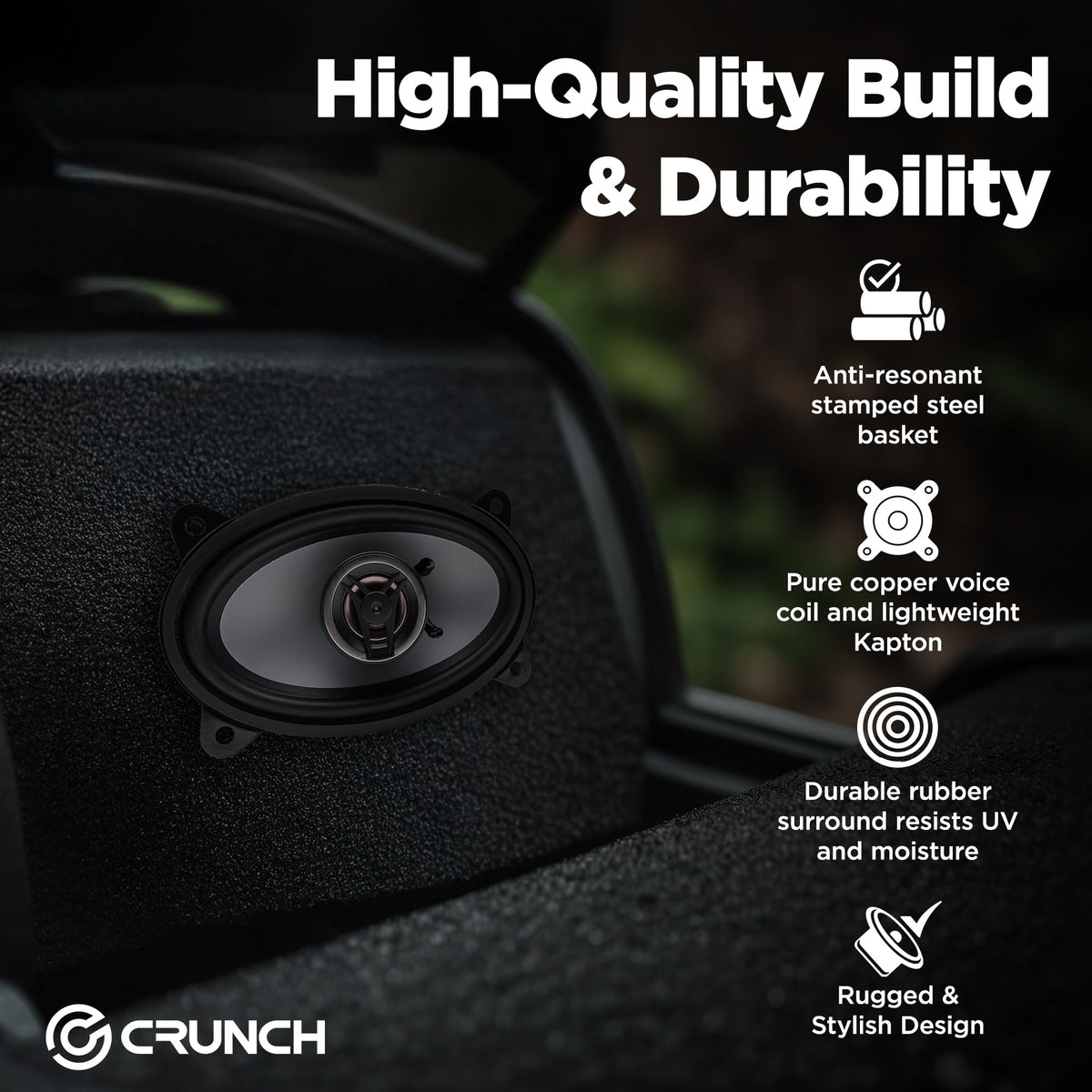 Crunch CS46CX silver alpha-cones for musical power and element resistance