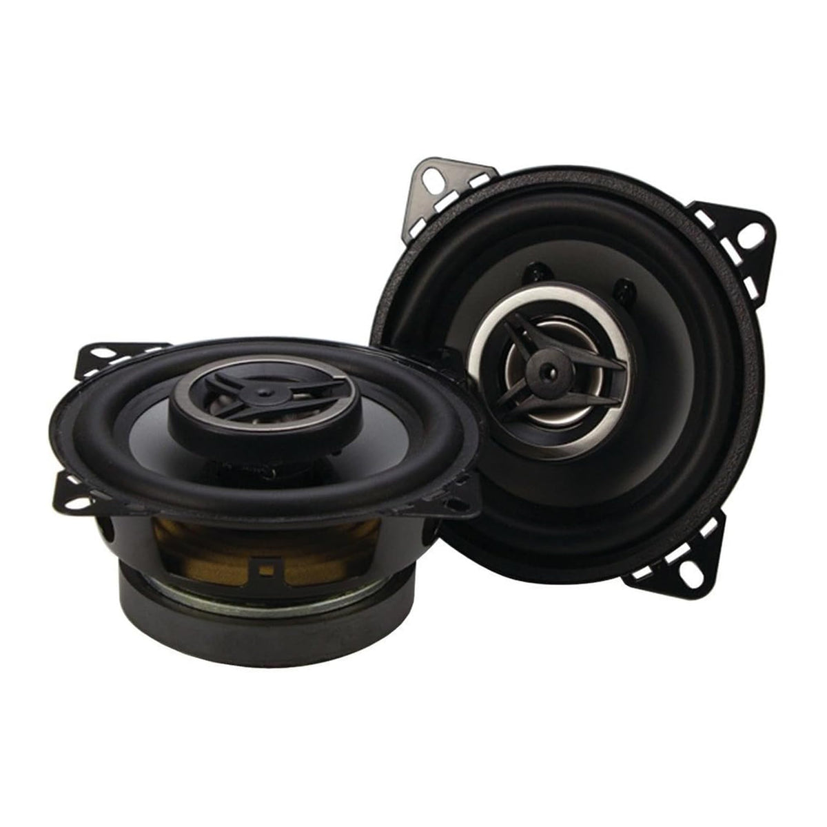 Crunch CS4CX speaker basket close-up showing anti-resonant steel construction for clear sound