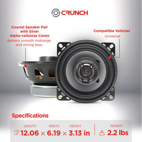 Crunch CS4CX rubber surround close-up illustrating moisture resistance and mid-bass impact