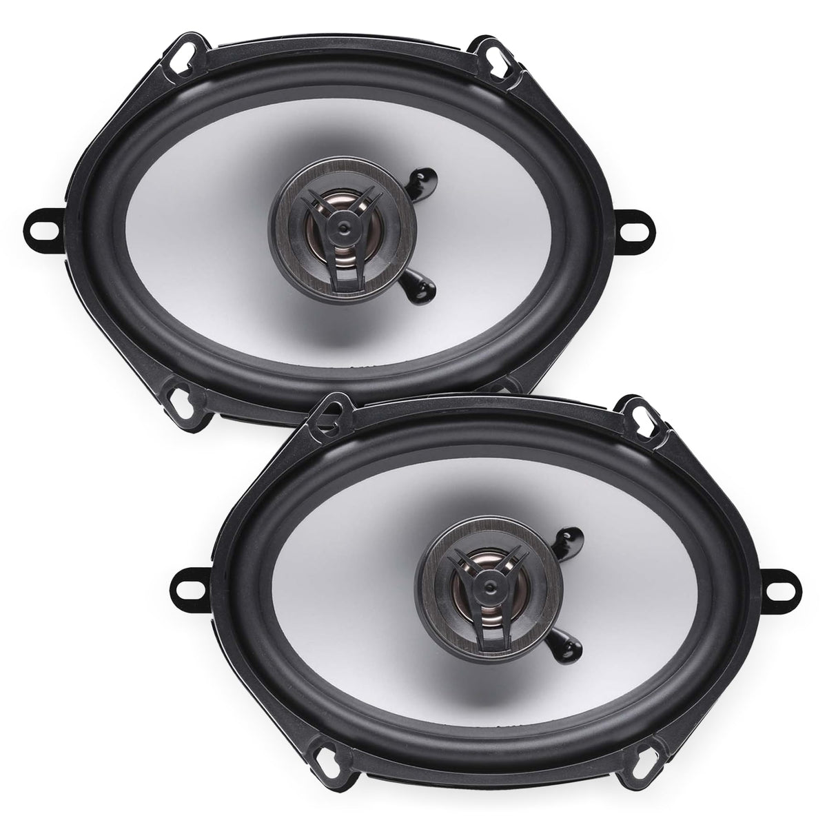 Crunch CS5768CX coaxial speaker front view showing compact profile and build