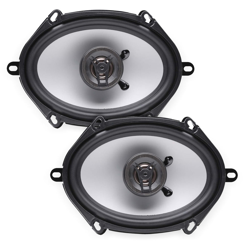 Crunch CS5768CX coaxial speaker front view showing compact profile and build