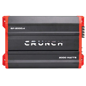 Crunch GP-2000.4 rear panel versatile connections for bridged and stereo configurations.