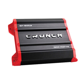 Crunch GP-1500.2 front view showing rugged chassis for powerful car audio
