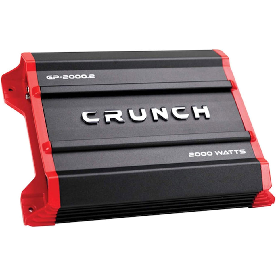 Crunch GP-2000-2 front view highlights dual-channel power for versatile setups.