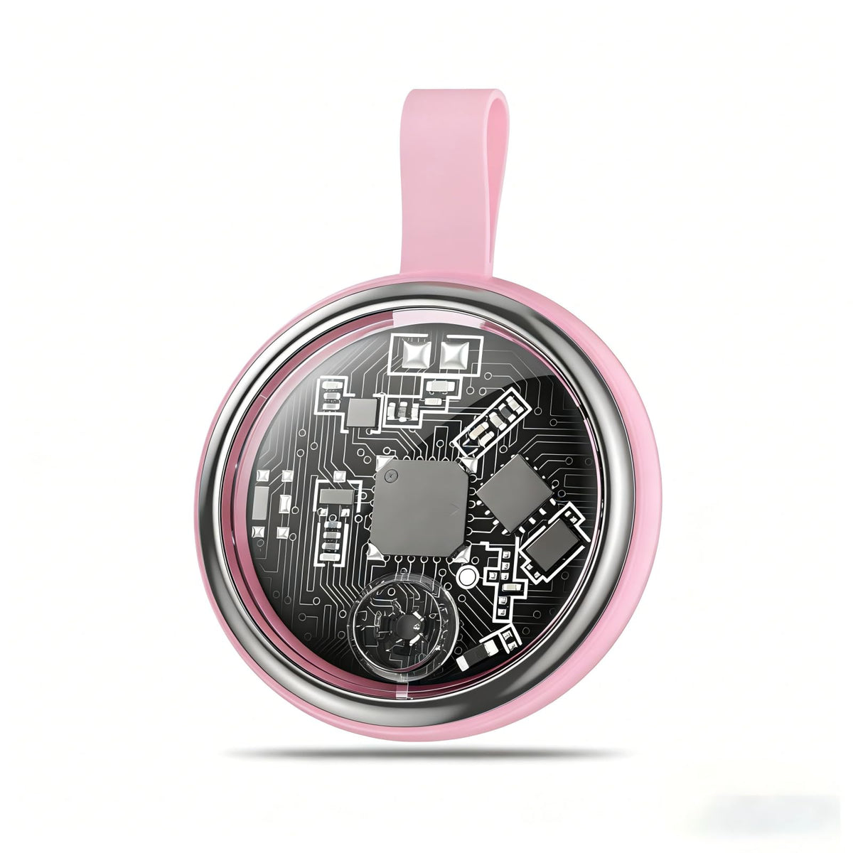 CryoSentry tracker front view showing compact, travel-ready design for keys and wallets.