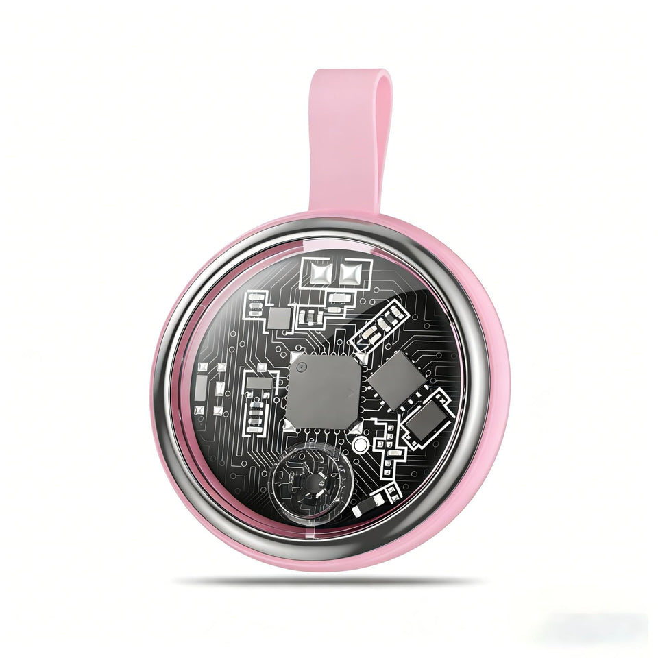 CryoSentry tracker front view showing compact, travel-ready design for keys and wallets.