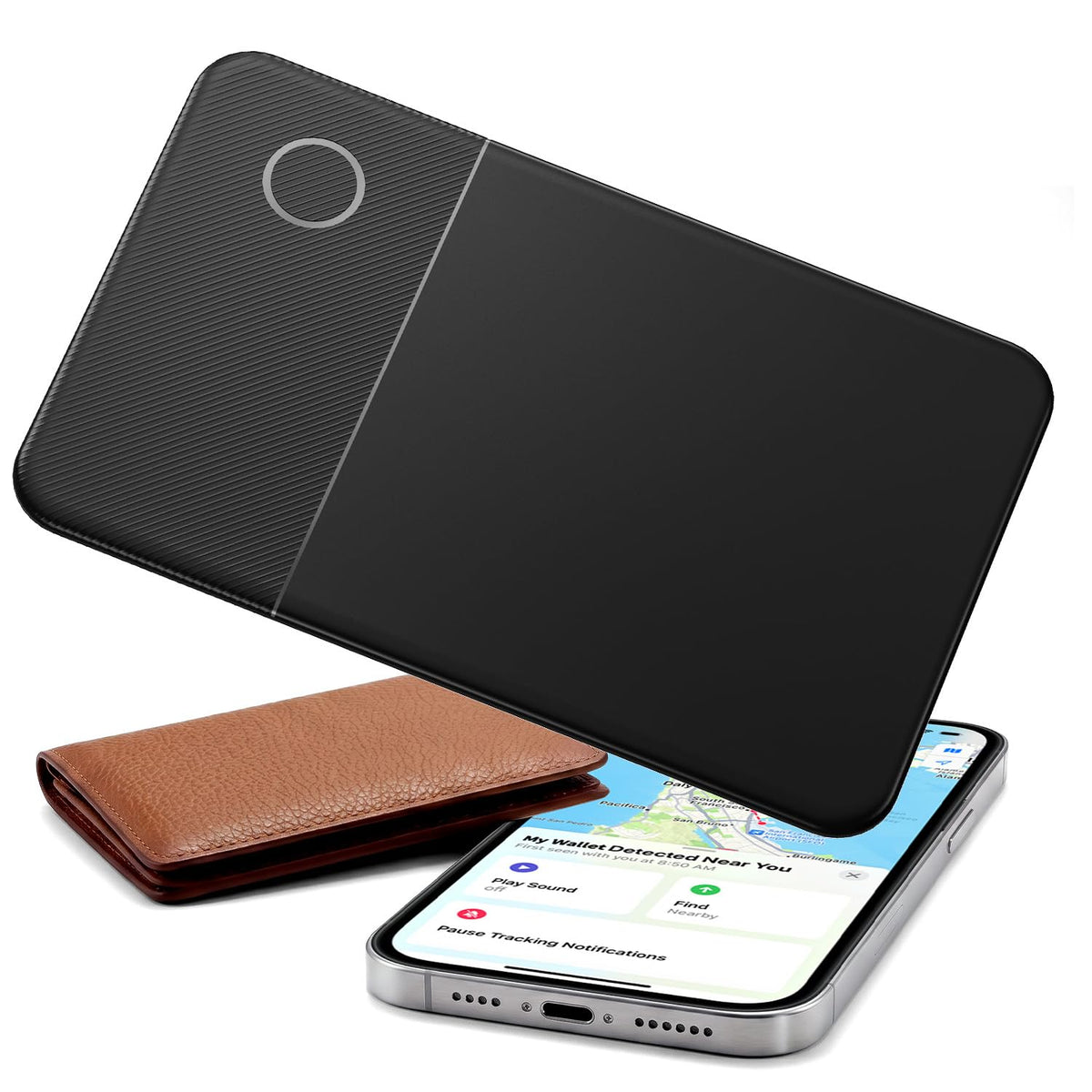 CryoSentry Ultra-Slim Wallet Tracker card fits in a wallet and helps locate it quickly.
