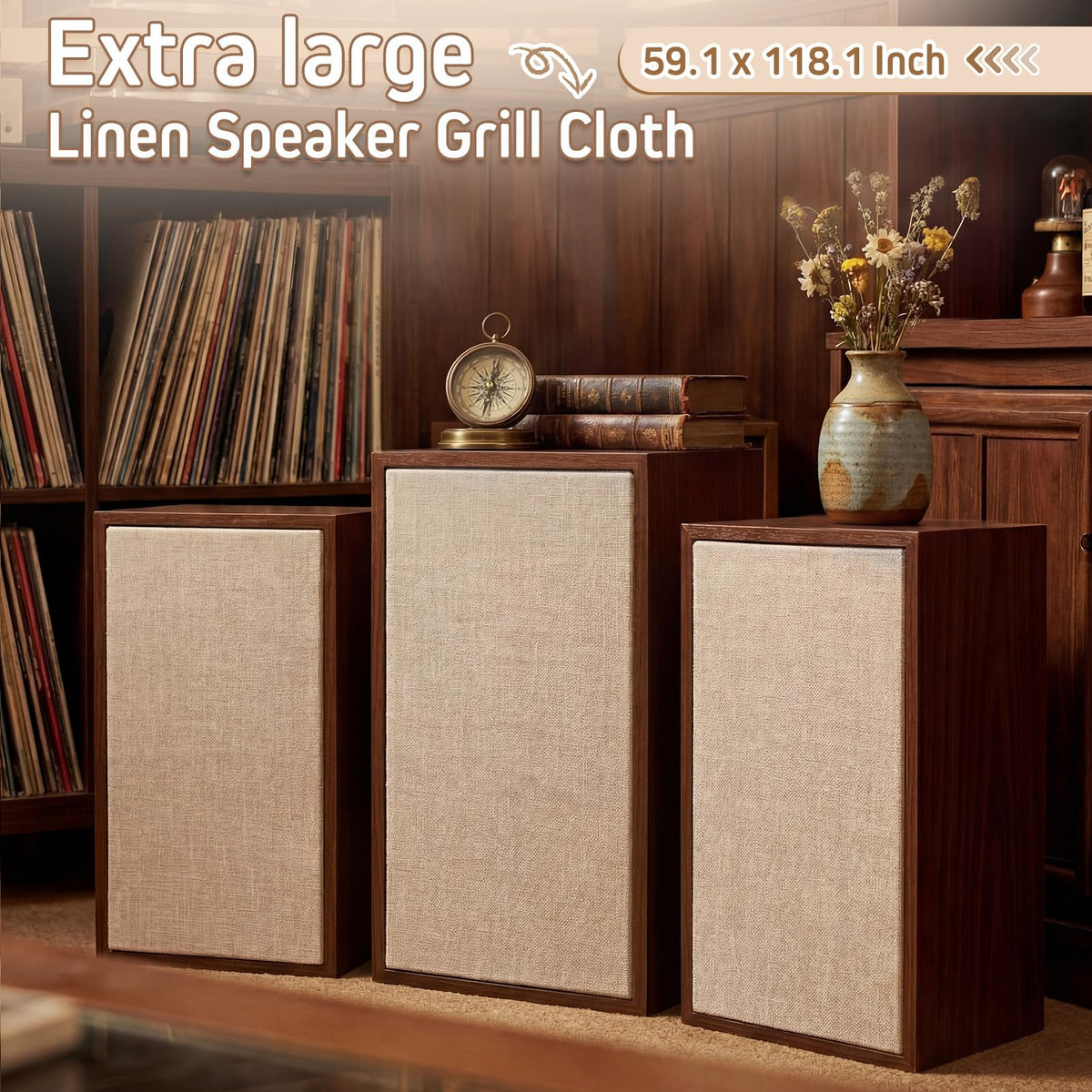 CrystalSylara dustproof linen fabric protects speakers while preserving clear, open sound