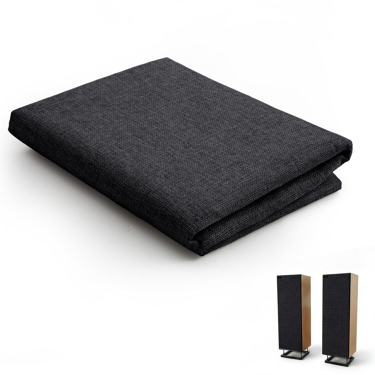CrystalSylara linen speaker grill cloth 60x120 in black for seamless home theater integration