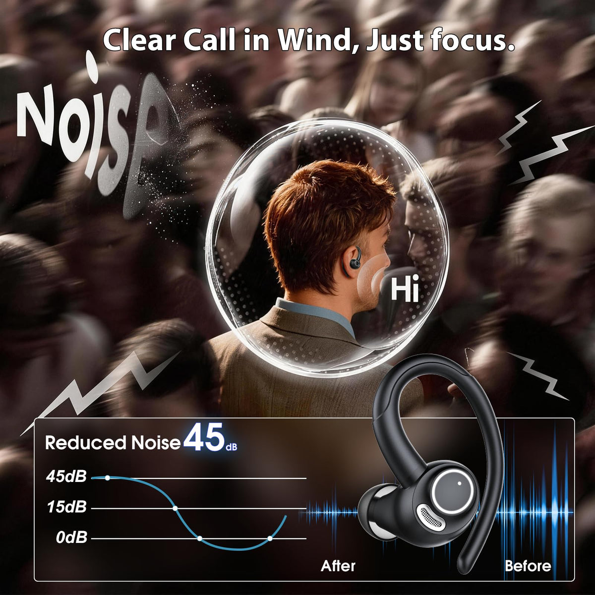 Csasan earbuds display battery status on LED readout for quick checks.