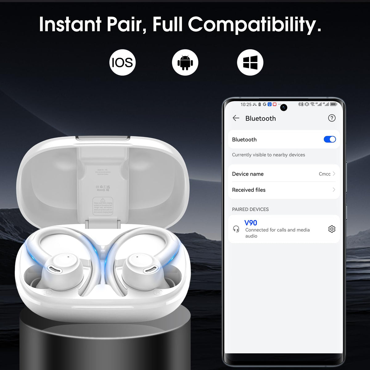 Csasan earbuds in open case for size comparison and portable storage benefit