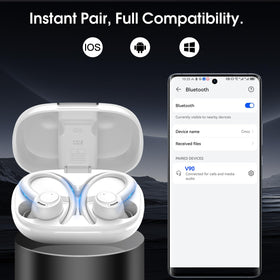 Csasan earbuds in open case for size comparison and portable storage benefit
