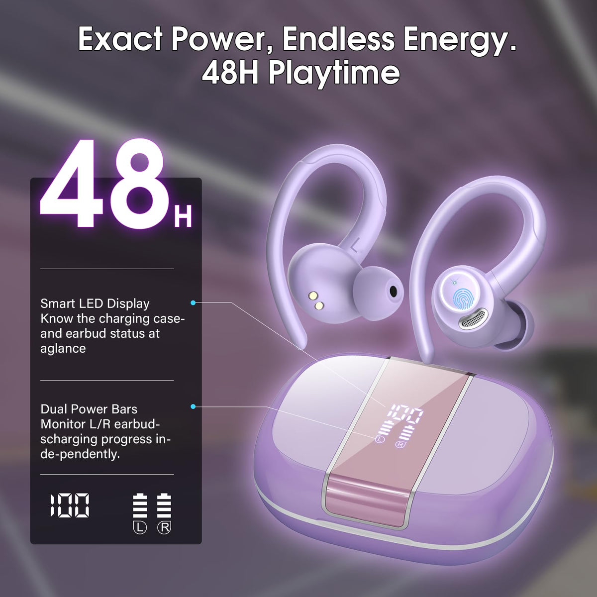 Csasan earbuds worn in gym lifting session, ensures stable fit during workouts