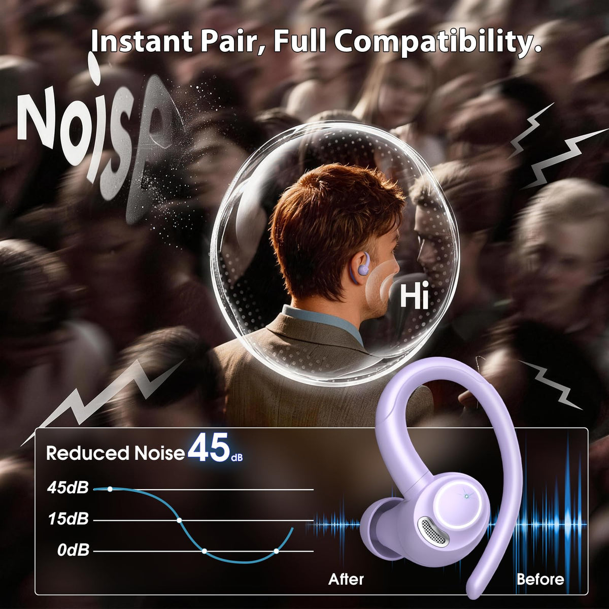 Csasan earhook fitted on ear during run, demonstrates secure comfortable fit