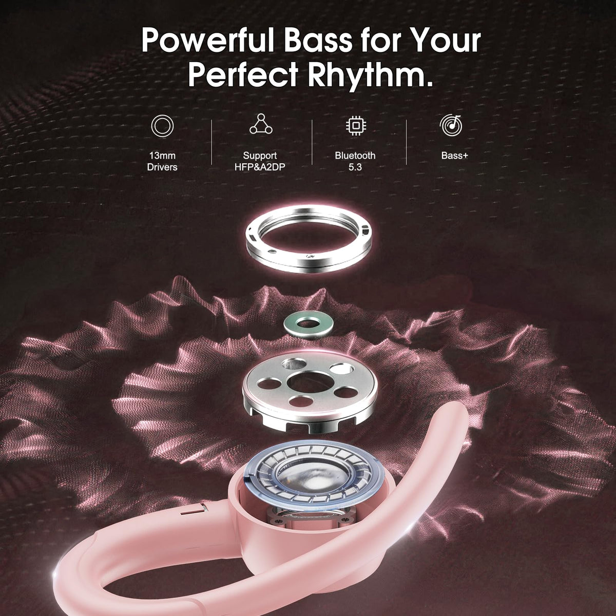 Csasan earhooks close-up highlighting flexible silicone fit for secure workouts