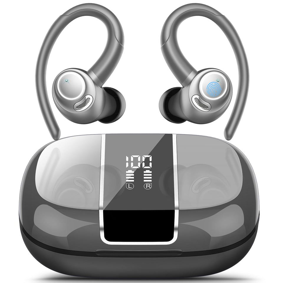 Csasan front view showing earbuds and case, clear product presentation and benefit