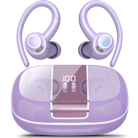 Csasan front packaging showing purple earbuds and case, highlights product appeal