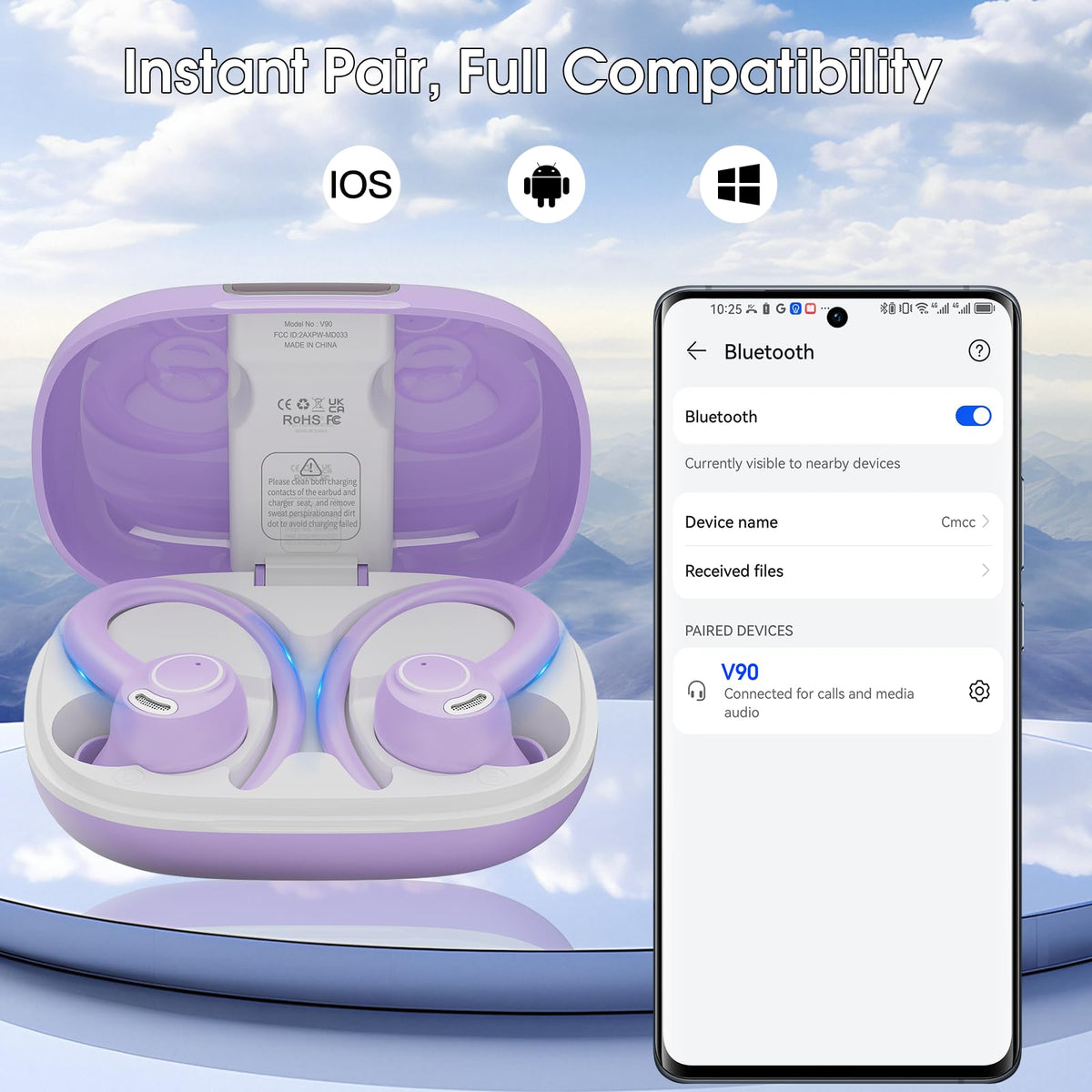Csasan earbuds in hand for size comparison, demonstrates compact portable convenience