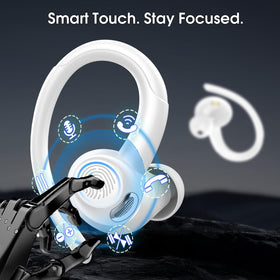 Csasan earbuds with water droplets showing IPX7 sweat and rain resistance