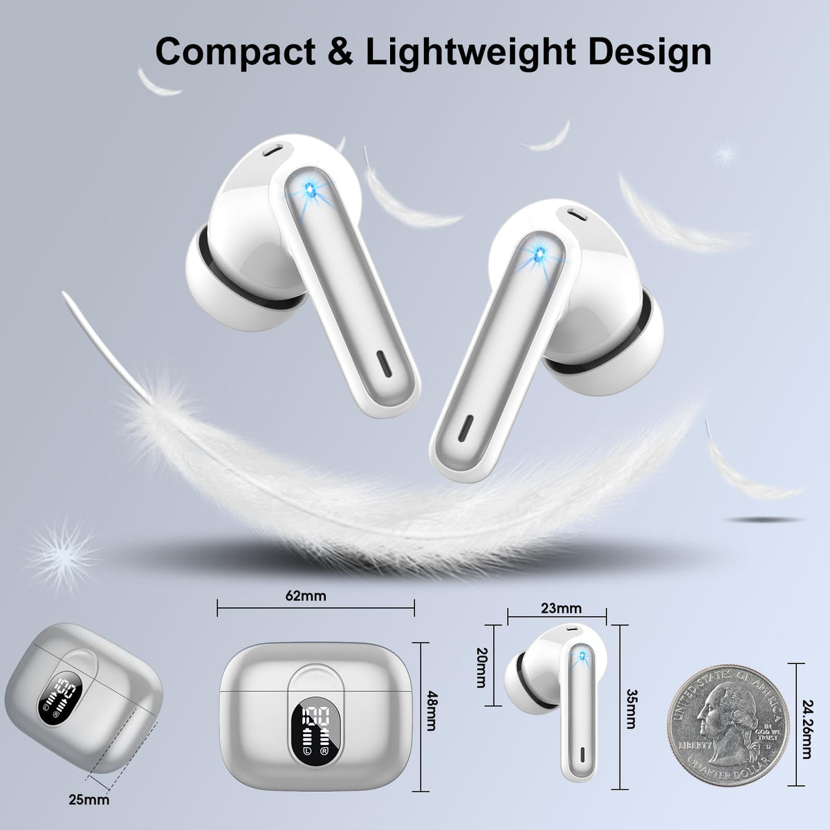 Csasan wireless earbuds compatible with Android and iOS devices