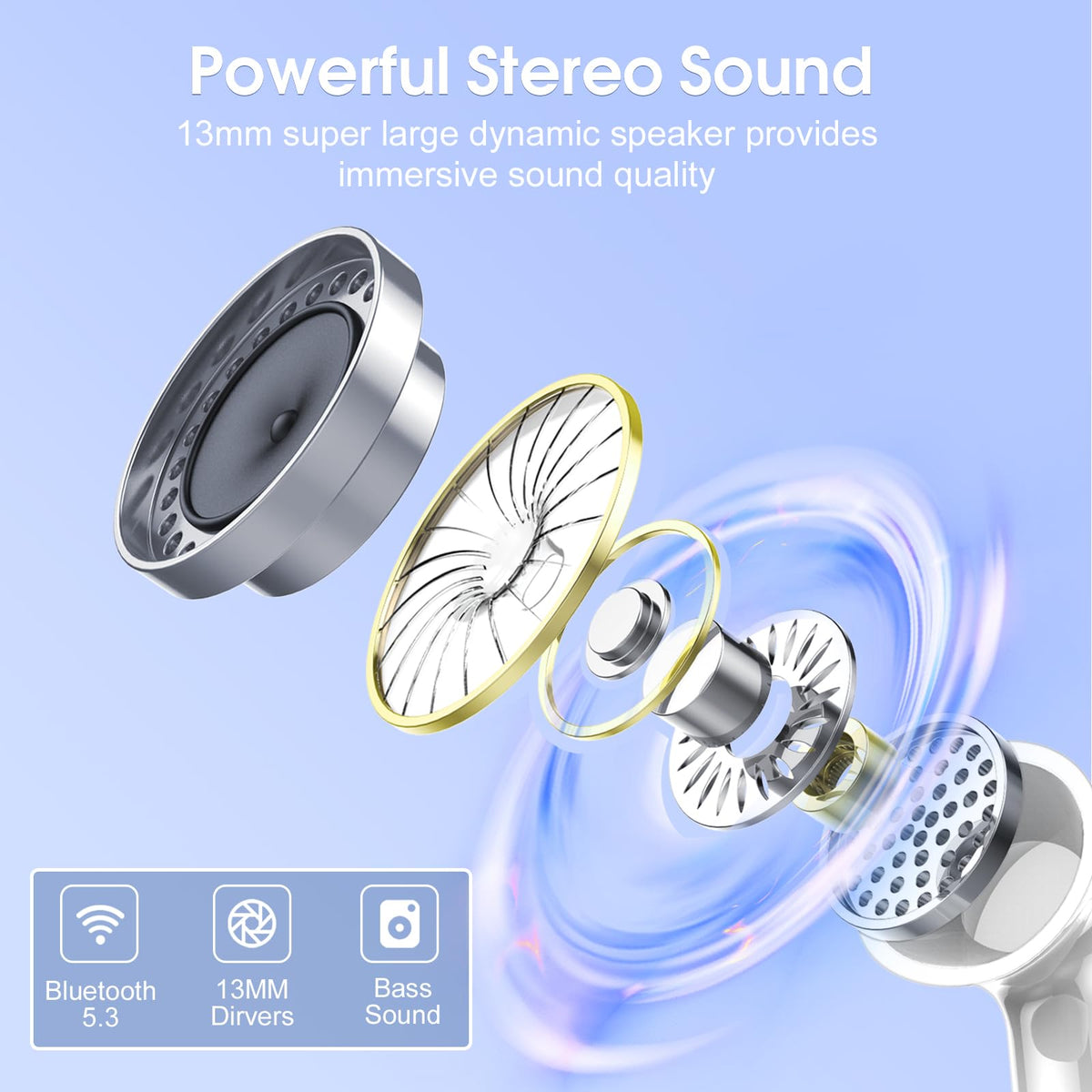 Csasan earbuds immersive sound with ENC mics for reduced background noise during calls.