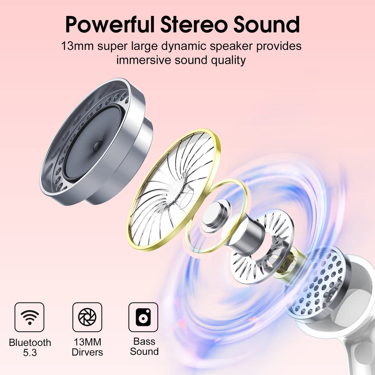 Csasan wireless earbuds in-ear fit with soft tips for comfortable long wear