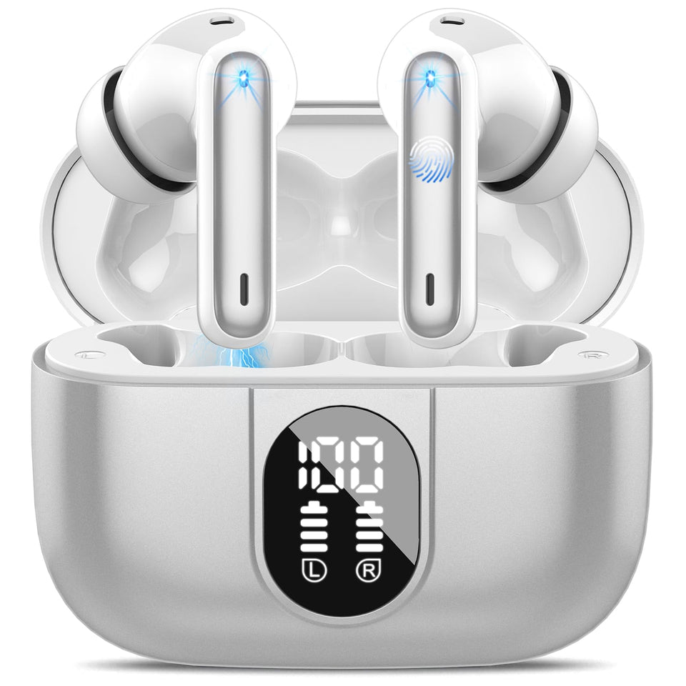 Csasan wireless earbuds with LED battery display showing remaining power