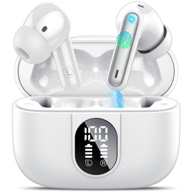 Csasan wireless earbuds with LED power display for easy battery monitoring.