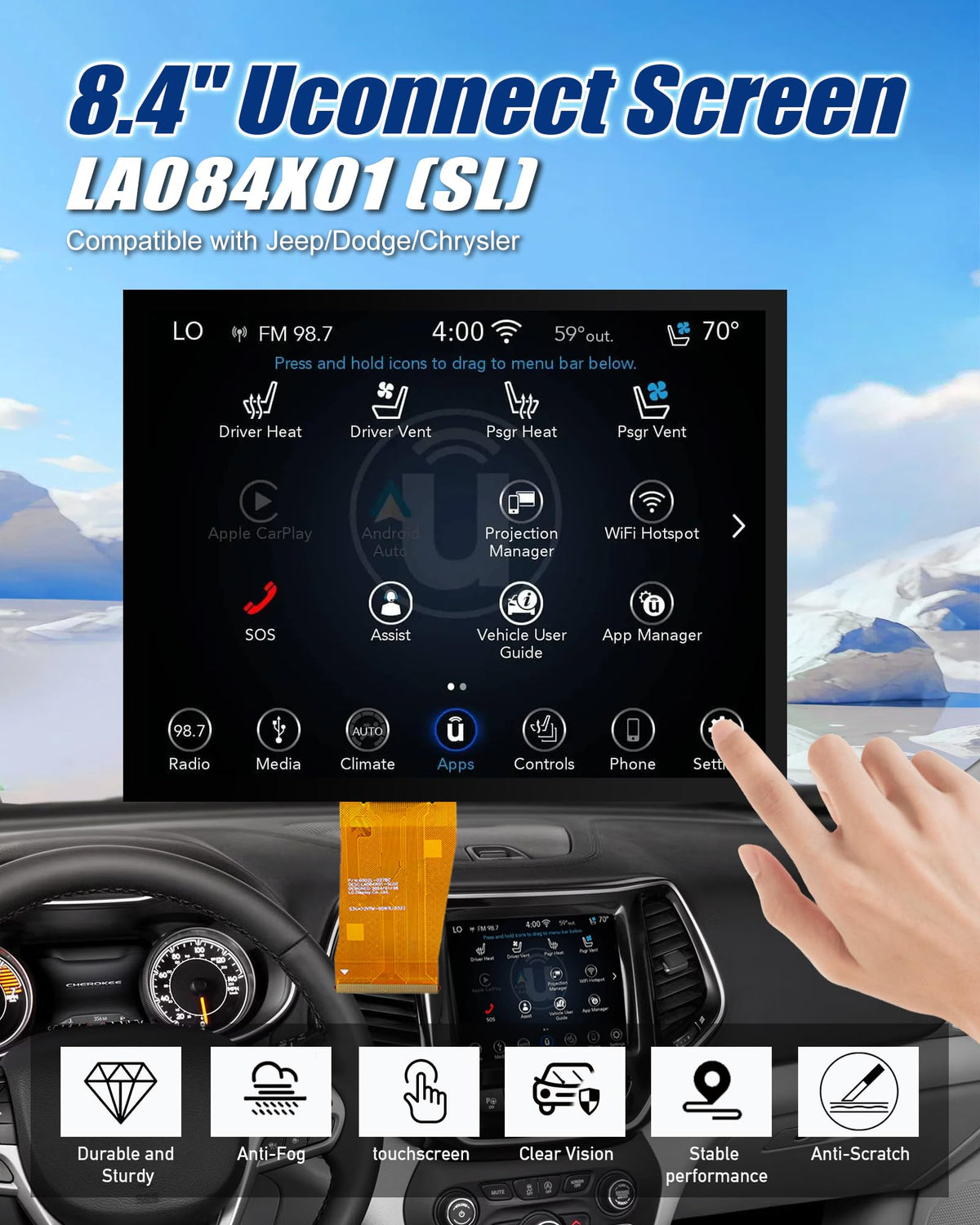 Cspautokit UAQ screen close-up showing precise touch responsiveness.