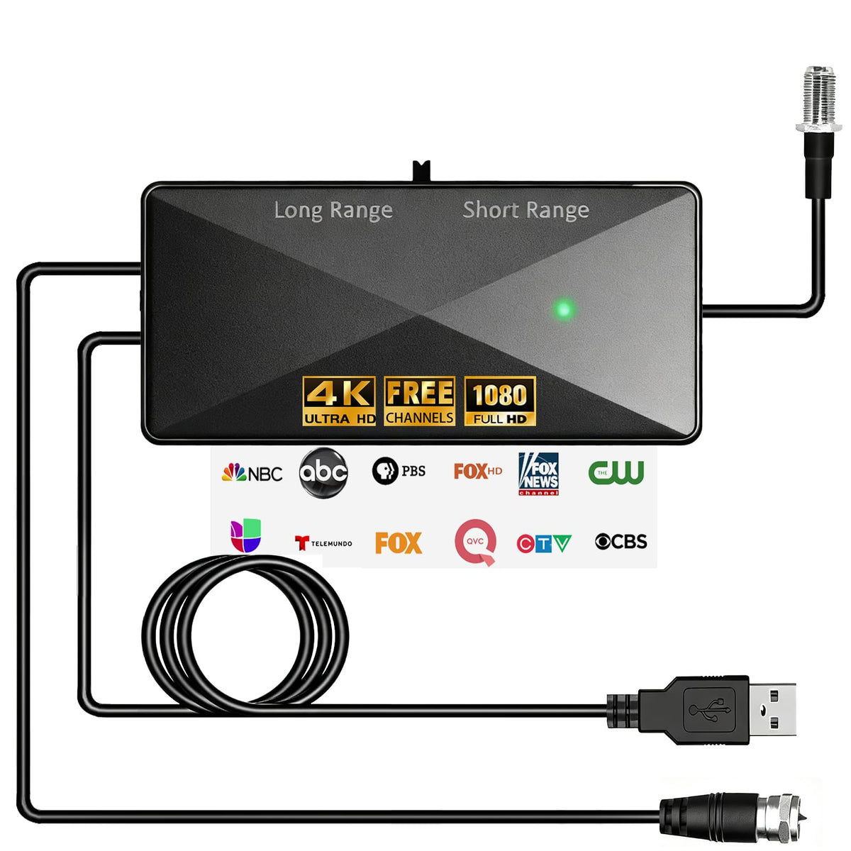 CSUXYD TV Antenna Amplifier front view boosts signal clarity for better TV pictures.