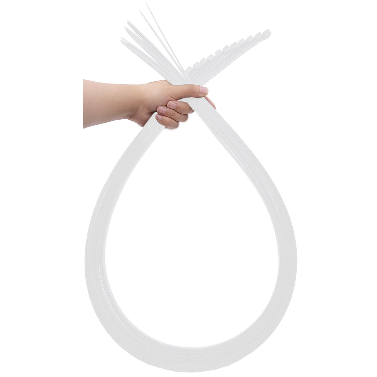 CSZDTOOLS front packaging showing 48 inch white zip ties and quantity benefits