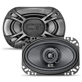 CT Sounds front view of 4x6 coaxial speakers showing grille and cone, upgrading factory sound