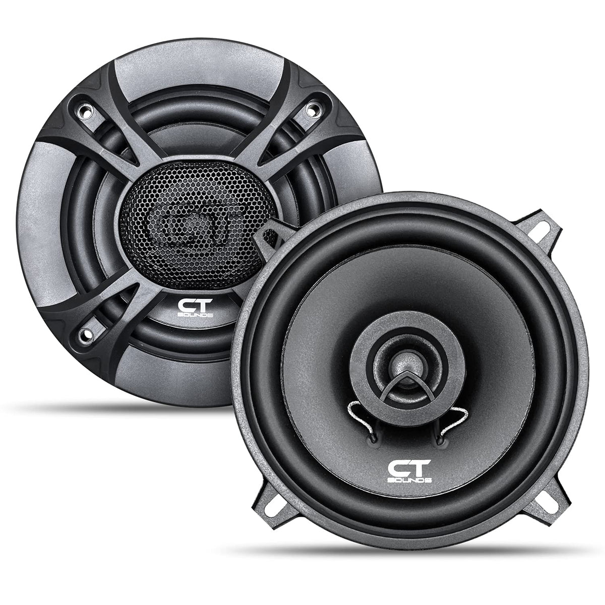 CT Sounds speaker front view showing grille and balanced sound benefit