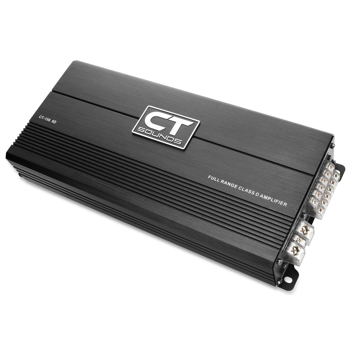 CT Sounds CT-150.6D connection panel shows versatile speaker assignments and bridging options.