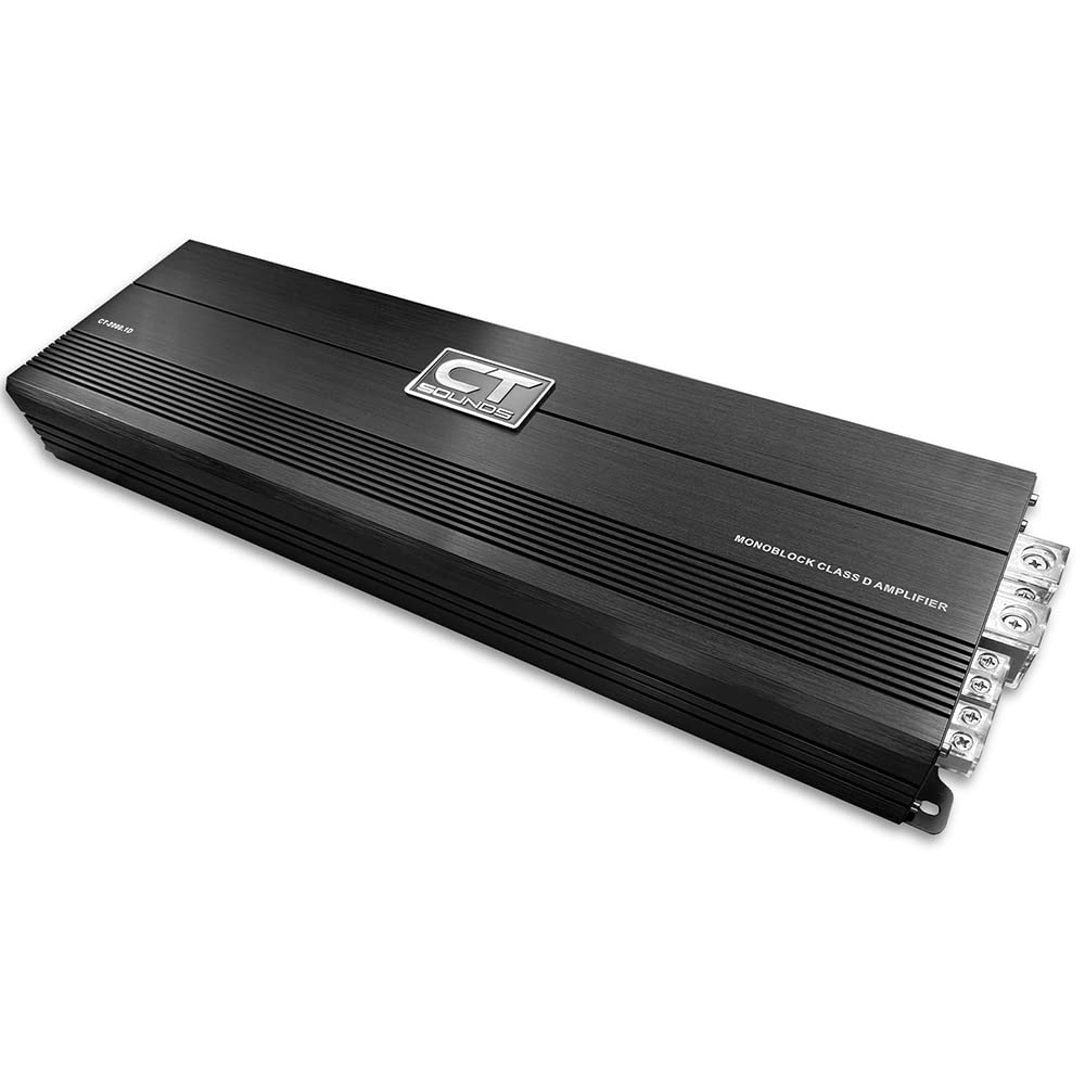 CT Sounds CT-2000.1D rear panel highlights rugged connections for subwoofer power.