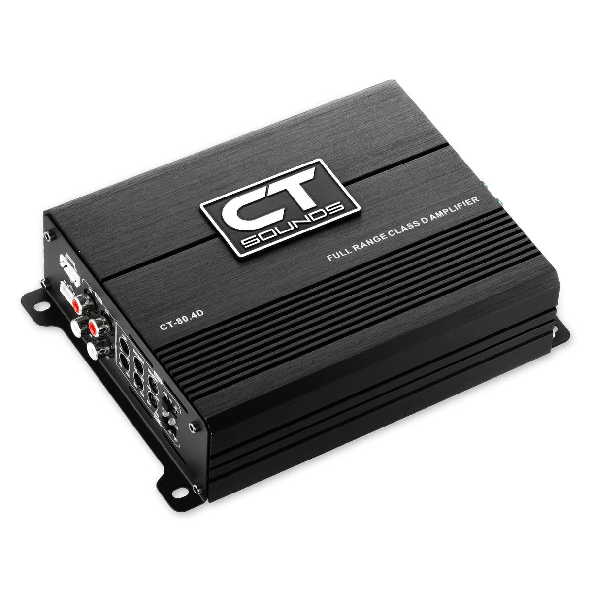 CT Sounds CT-80.4D front view, compact four-channel amp for tight installs
