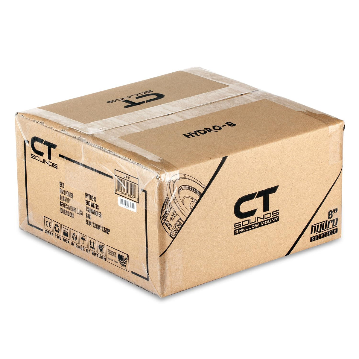 CT Sounds Hydro 8-inch dual 2-ohm subwoofer mounting depth, fits within 3.27 inches