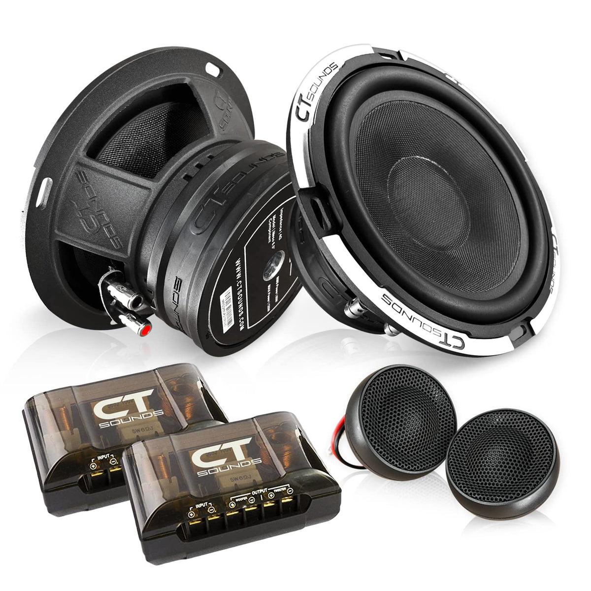 CT Sounds Meso 6.5-inch midrange woofers delivering tight, controlled bass.