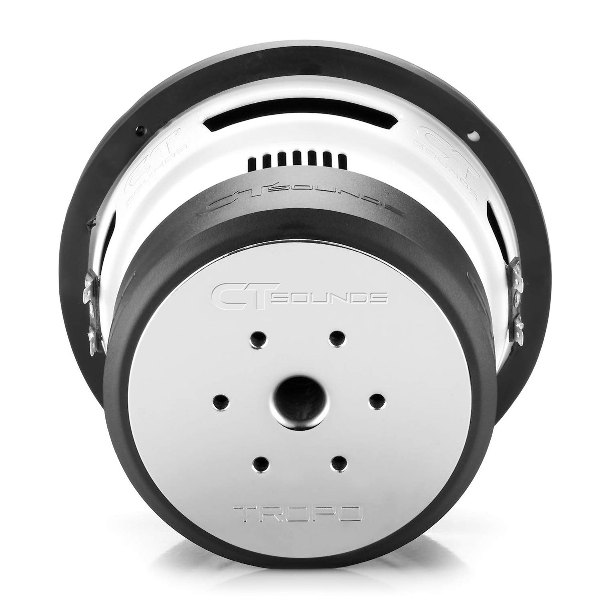 CT Sounds subwoofer installed in car trunk to show compact size and impactful bass
