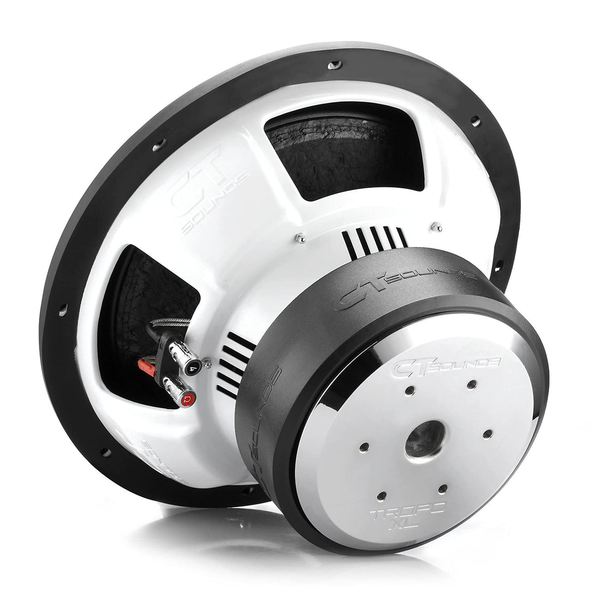 CT Sounds TROPO-XL-12-D2 cone detail shows carbon fiber reinforcement