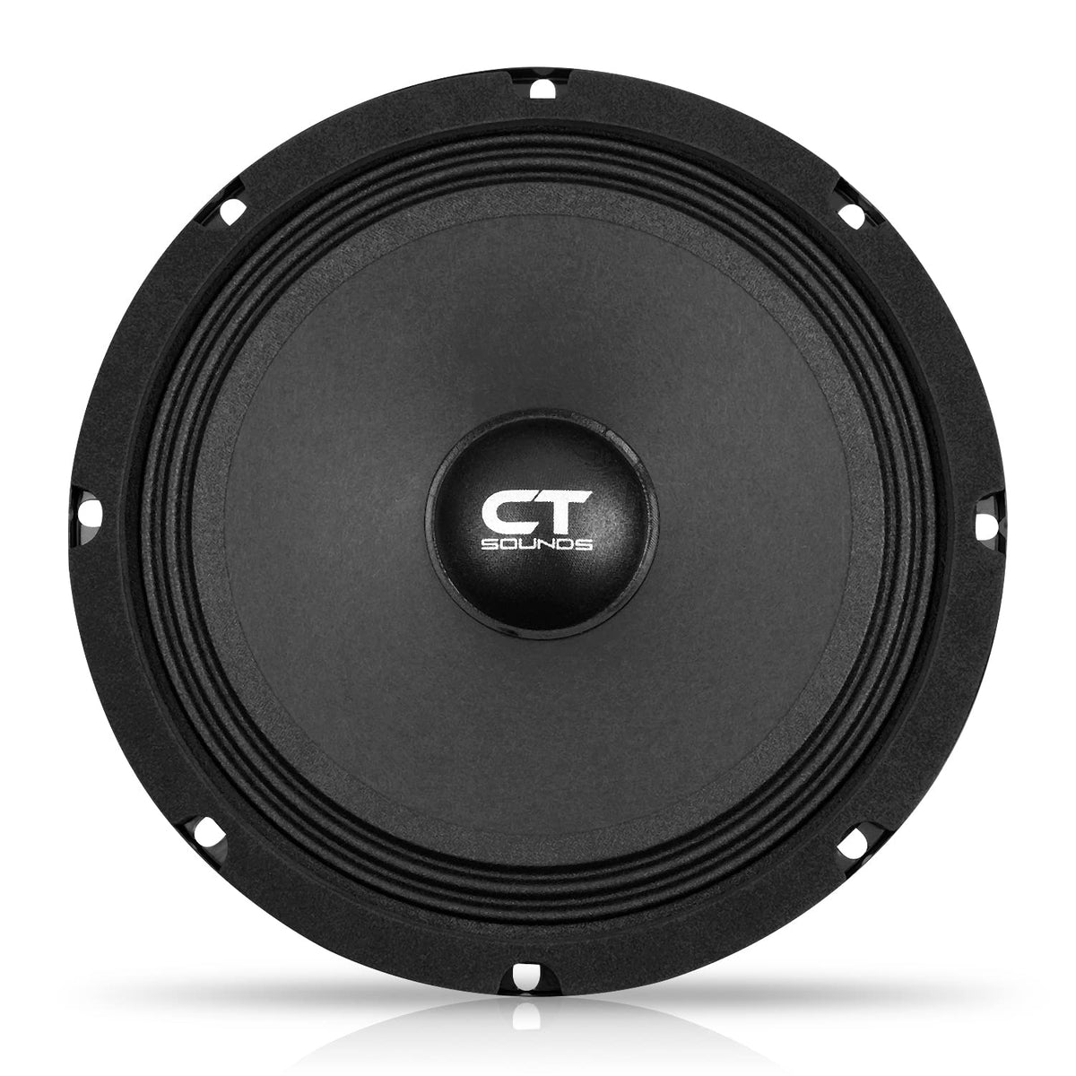 CT Sounds TROPO8-4 side view highlighting shallow mount, easy OEM fitment benefit