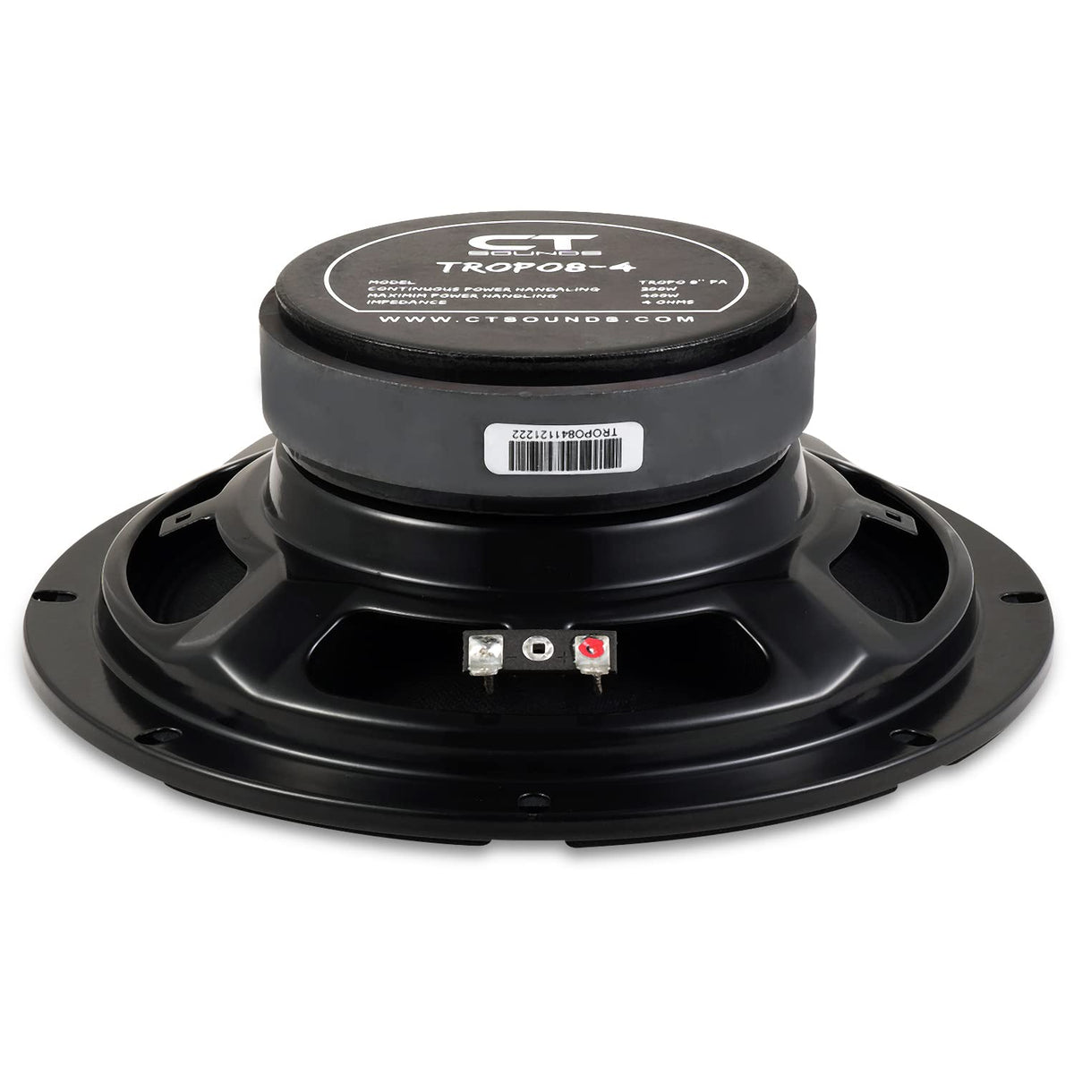 CT Sounds TROPO8-4 next to ruler showing dimensions, confirms shallow depth benefit