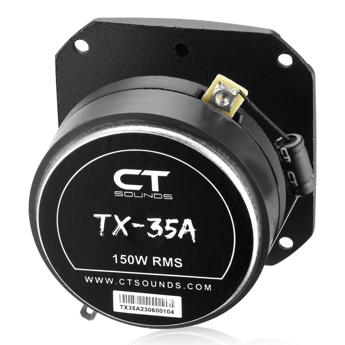 CT Sounds rear view with spade terminals illustrating easy wiring and installation