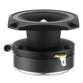 CT Sounds tweeter next to coin for scale emphasizing compact 3.5-inch footprint