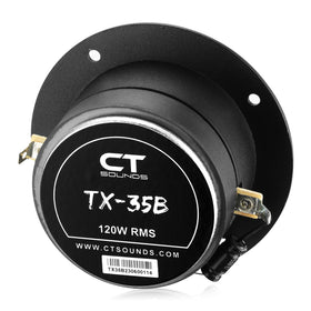 CT Sounds spade terminal and built-in capacitor detail for easier, safer wiring