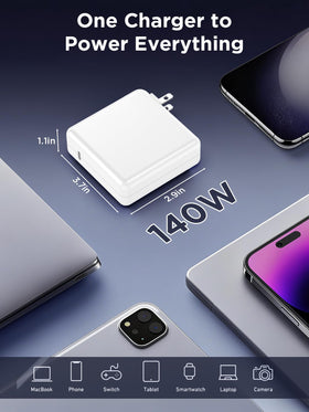 Ctdshus adapter next to MacBook showing scale and travel portability benefit