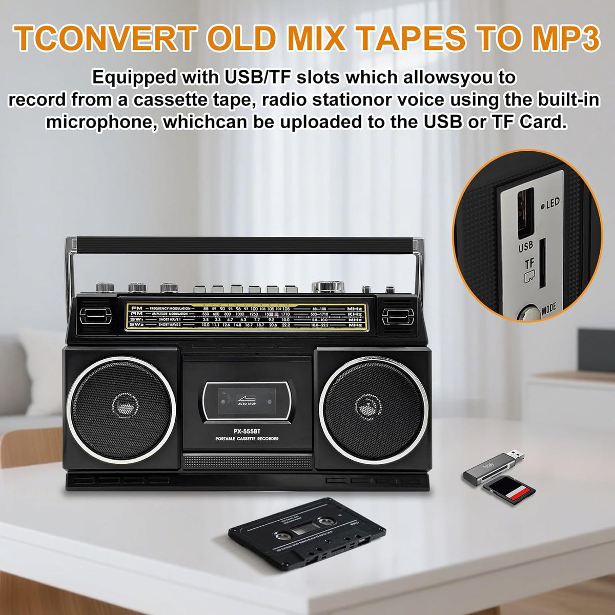 CTDZLED built-in microphone recording captures live audio and Bluetooth sources.