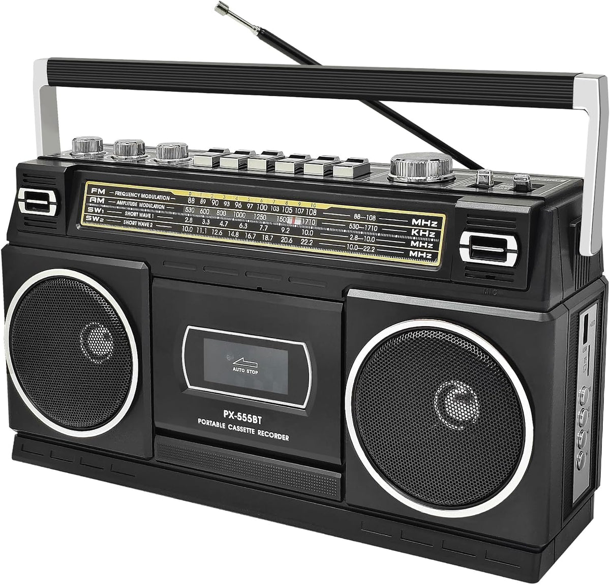 CTDZLED cassette boombox with Bluetooth for wireless music streaming anywhere.