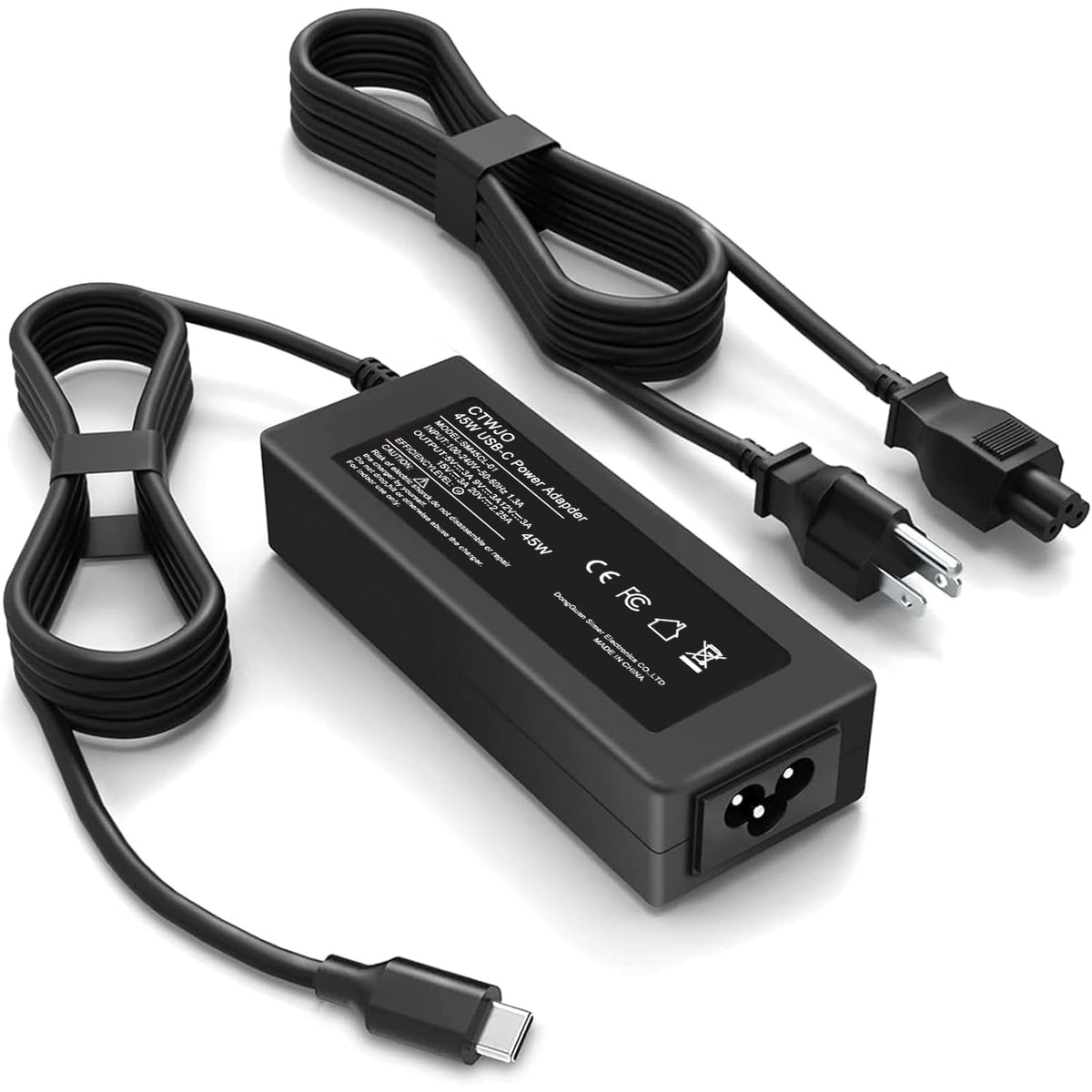 CTWJO front view of 45W USB-C adapter showing compact portability and reliable power