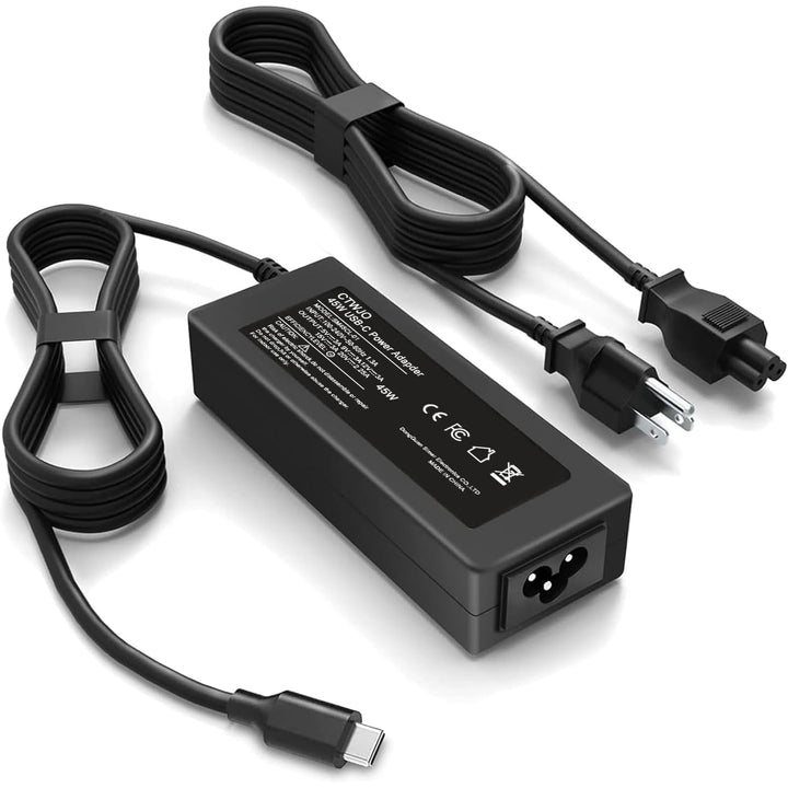 CTWJO front view of 45W USB-C adapter showing compact portability and reliable power